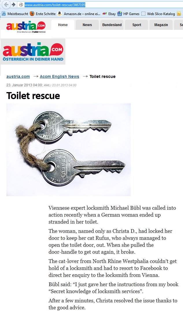 austria.com, Toilet rescue, locksmith