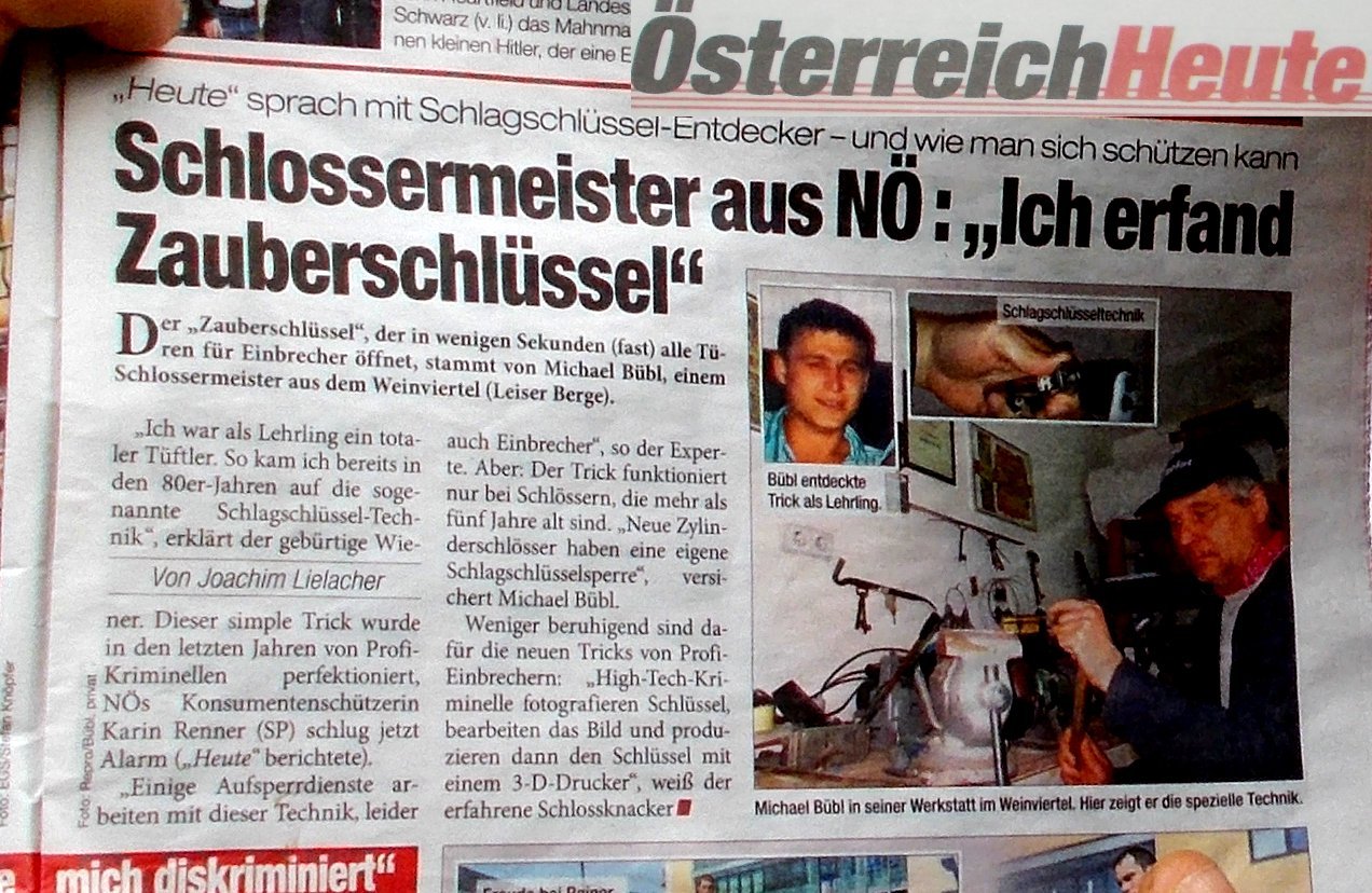 Heute, Schlagschlssel,Erfinder