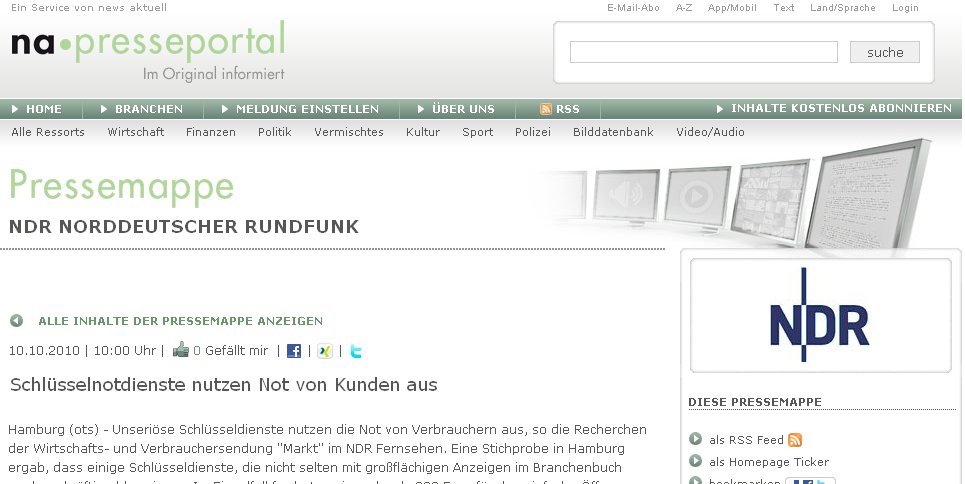 Schl&uuml;sseldienst Michael B&uuml;bl, NDR